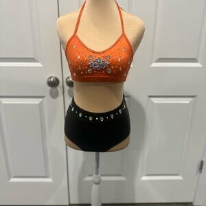 Weissman Orange and Black Two-Piece Set
